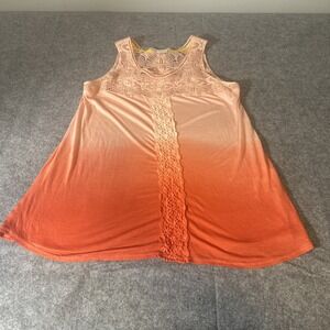 Altr'd State Crochet Tank Sleeveless Top Orange‎ Peach Umbre Med Beach Boho